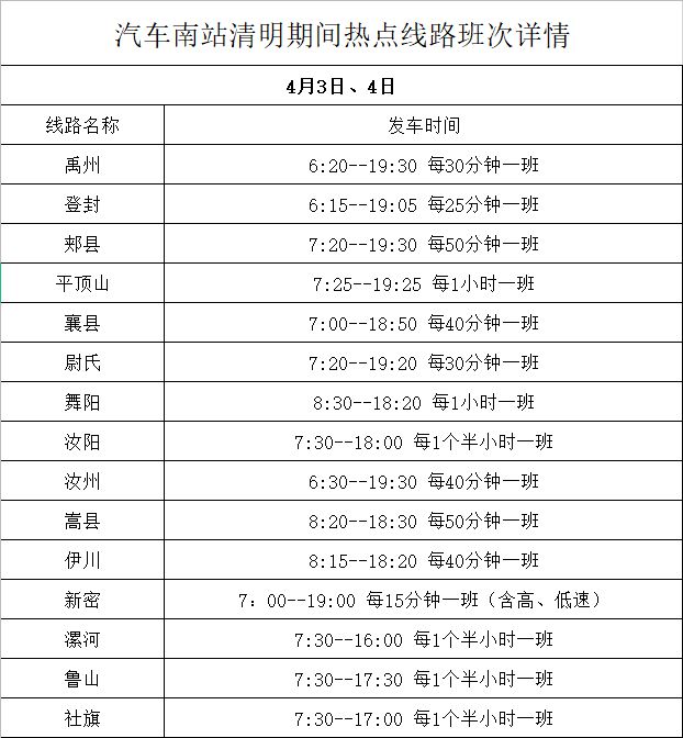 清明节出行 郑州各汽车站假期班次安排早知道