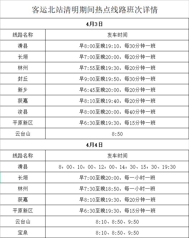 清明节出行 郑州各汽车站假期班次安排早知道