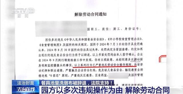 一名厨工在幼儿园洗碗池里洗墩布被辞！儿童安全重于一切